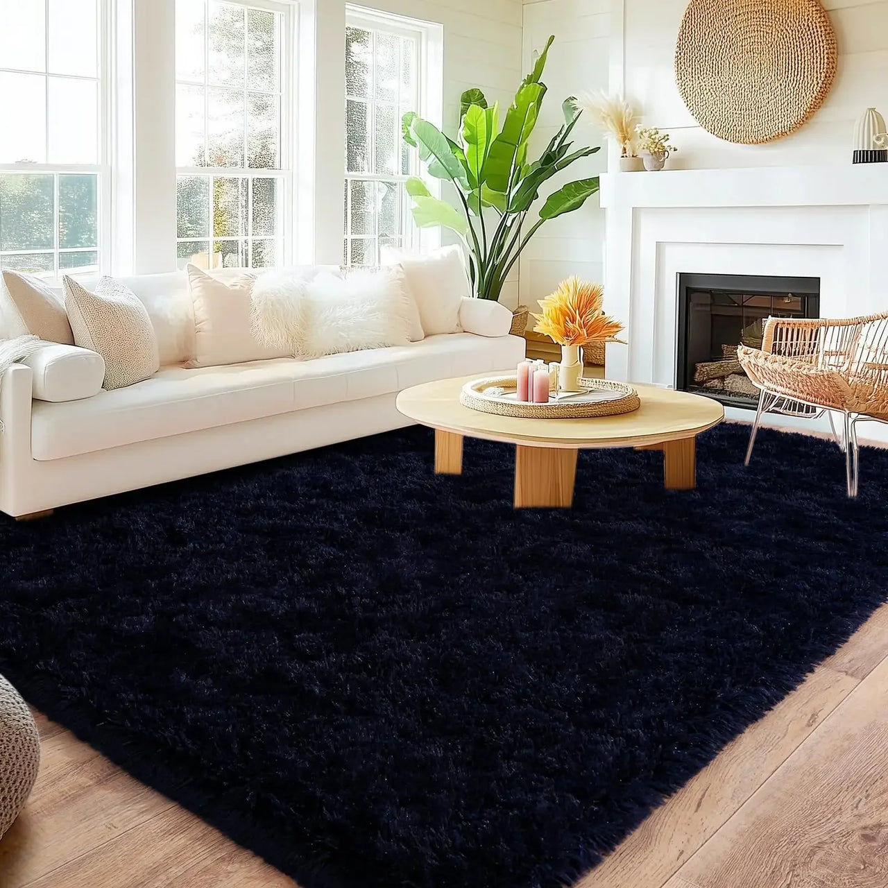 VIKAMA Minimalist Shaggy Living Room Rug, Soft and Fluffy Area Rug, Bedroom Dormitory Children's Room Carpet, Home Decor