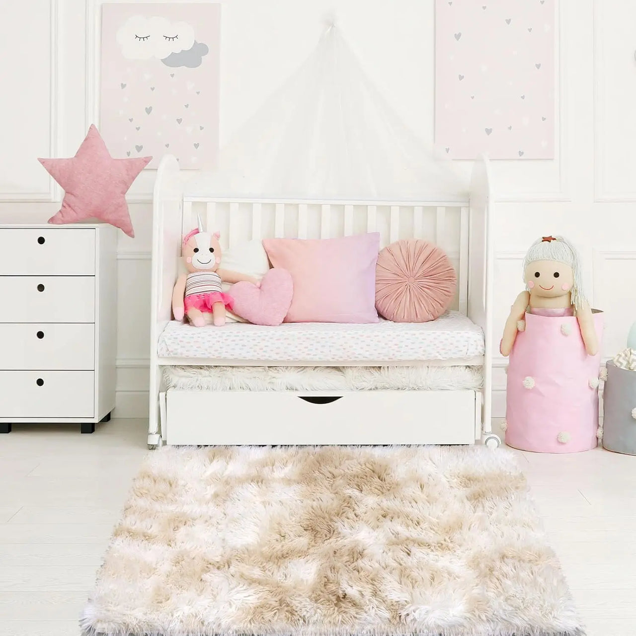 VIKAMA Tie-dye Plush Carpet 40x60cm Home Soft Area Rug Girls Bedroom Bed Blanket Children's Room Decoration Non-Slip Floor Mat