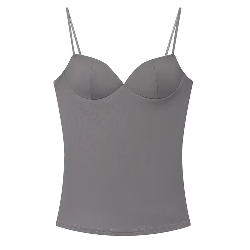 HXAO Woman Tops Corset Crop Top Women Sleeveless Black Brown Top With Straps Camisole Bodycon Backless Sexy Tops Bustier