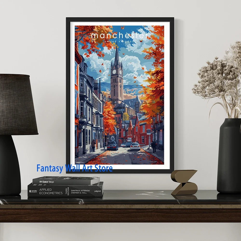 Europe Travel Poster European Natural Landscape Poster Canvas Painting Fjords Northern Lights Cornwall Traveling Wall Decoration