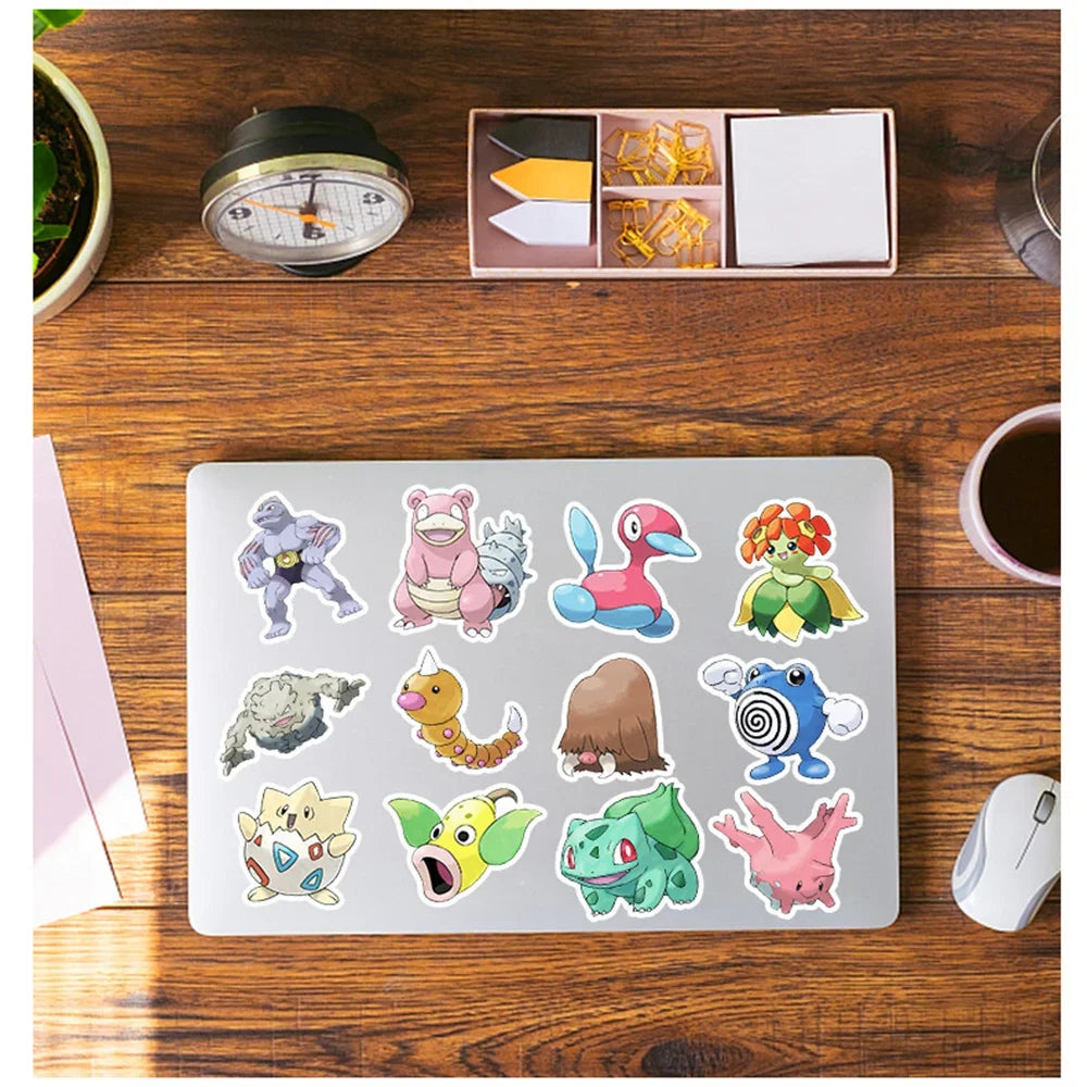 200PCS/Set Kawaii Pikachu Pokemon Stickers for Laptop Phone Suitcase Skateboard Guitar Cute Cartoon Stickers Kid Gift Toys