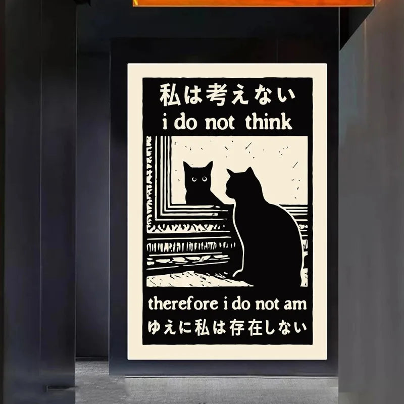 Funny Cat Meme Posters Cartoon Japanese Cat Art Internet Meme Culture Canvas Print Modern Living Room Bedroom Home Decor Gift