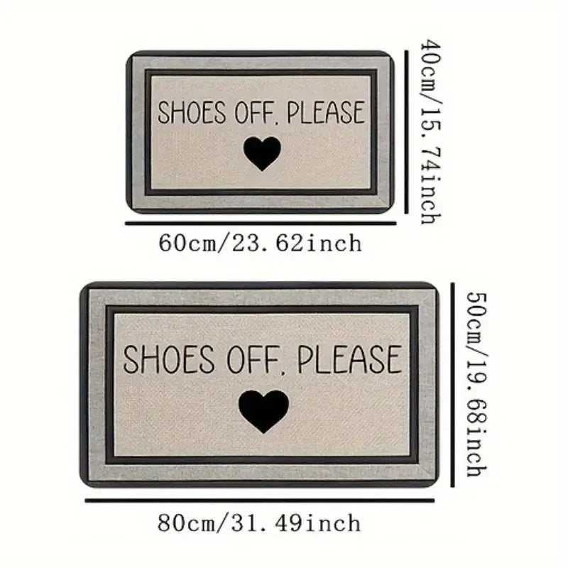 VIKAMA SHOES OFF PLEASE Printed Rug, Dirt-Resistant and Easy-Clean Entrance Mat for Hallways and Bedroom Doorways Home Decor