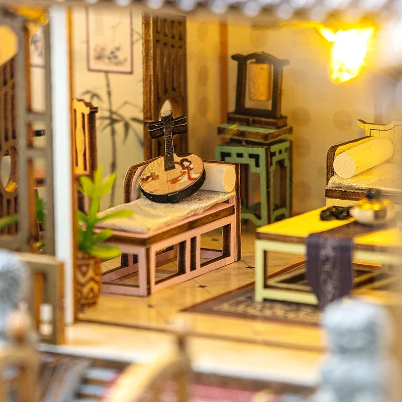 New Arrival Vintage Courtyard Miniature Building Model - Large Wooden Villa DIY Craft, Creative Gift for Christmas Halloween