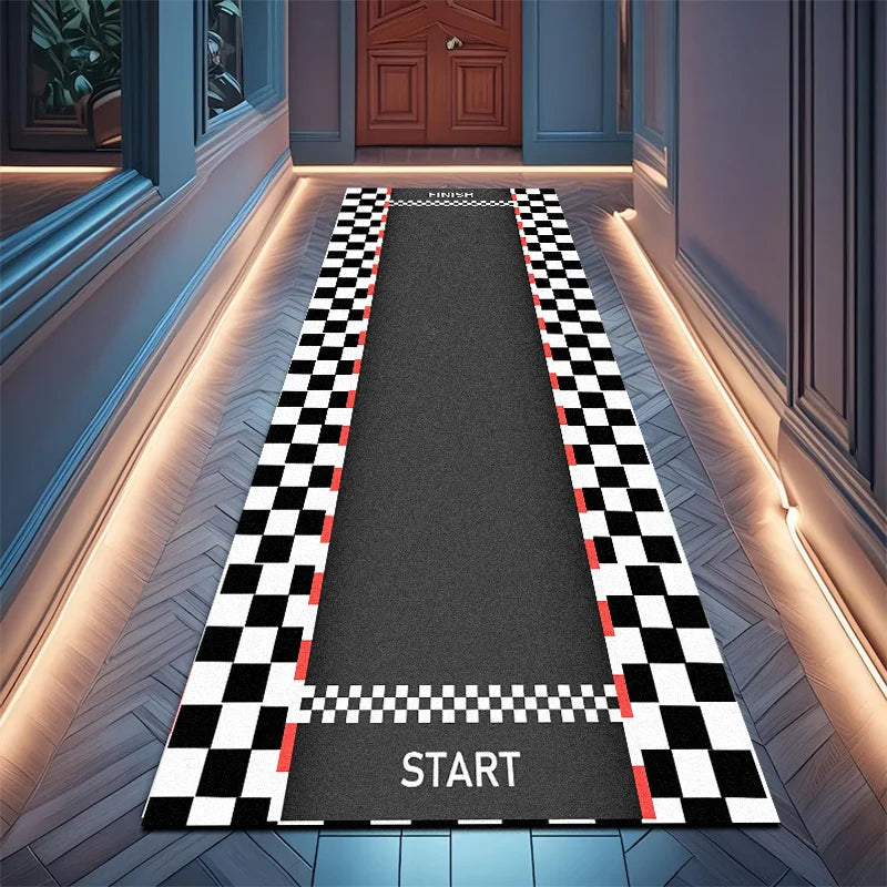 VIKAMA Track Design Carpet Durable Non-Slip Home Decor for Living Room, Bedroom, Kitchen, Hallway - Durable Polyester Fibre Mat