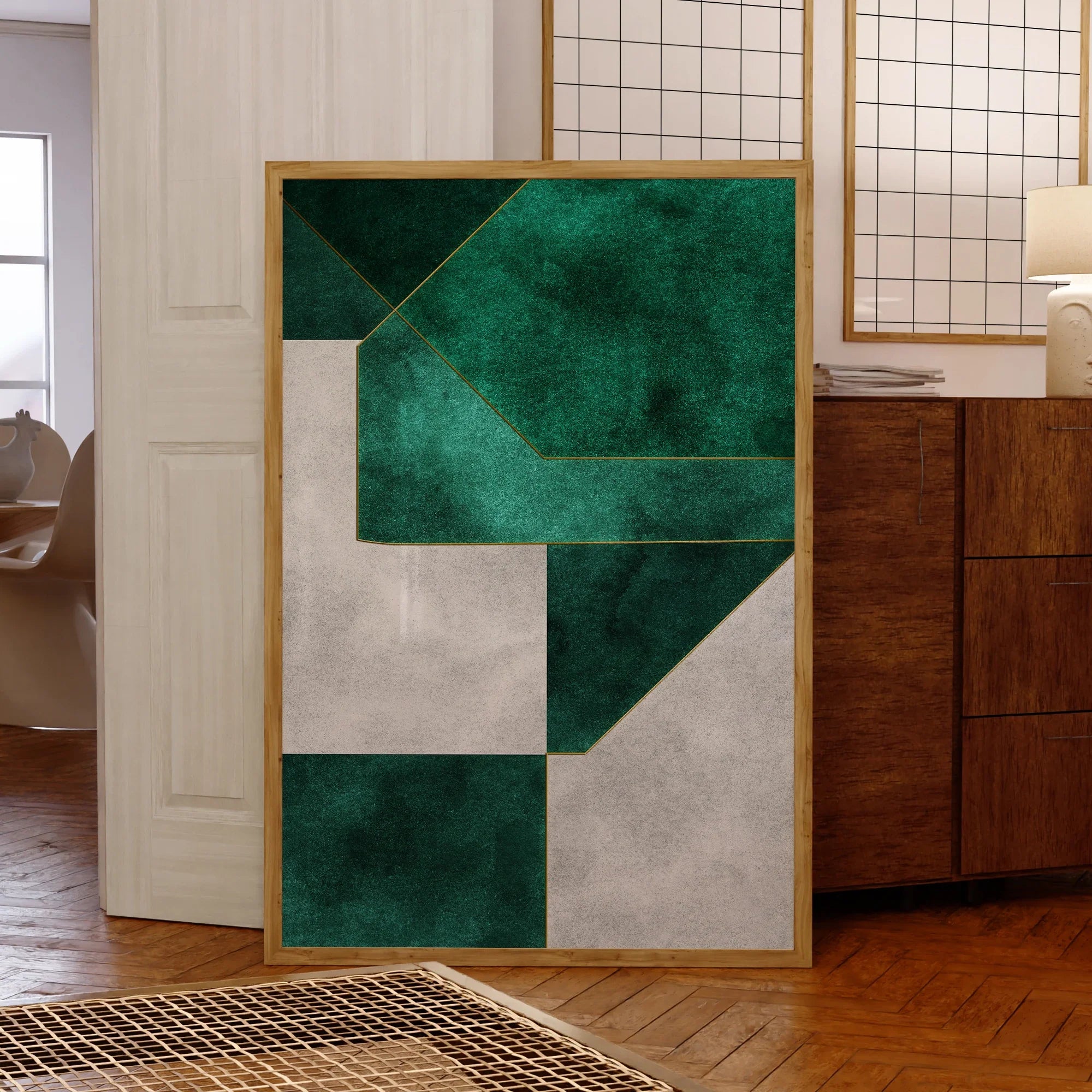 Modern Abstract green Emerald Geometry Wall Art Prints Canvas Painting Poster Living Room Bedroom Home Decor