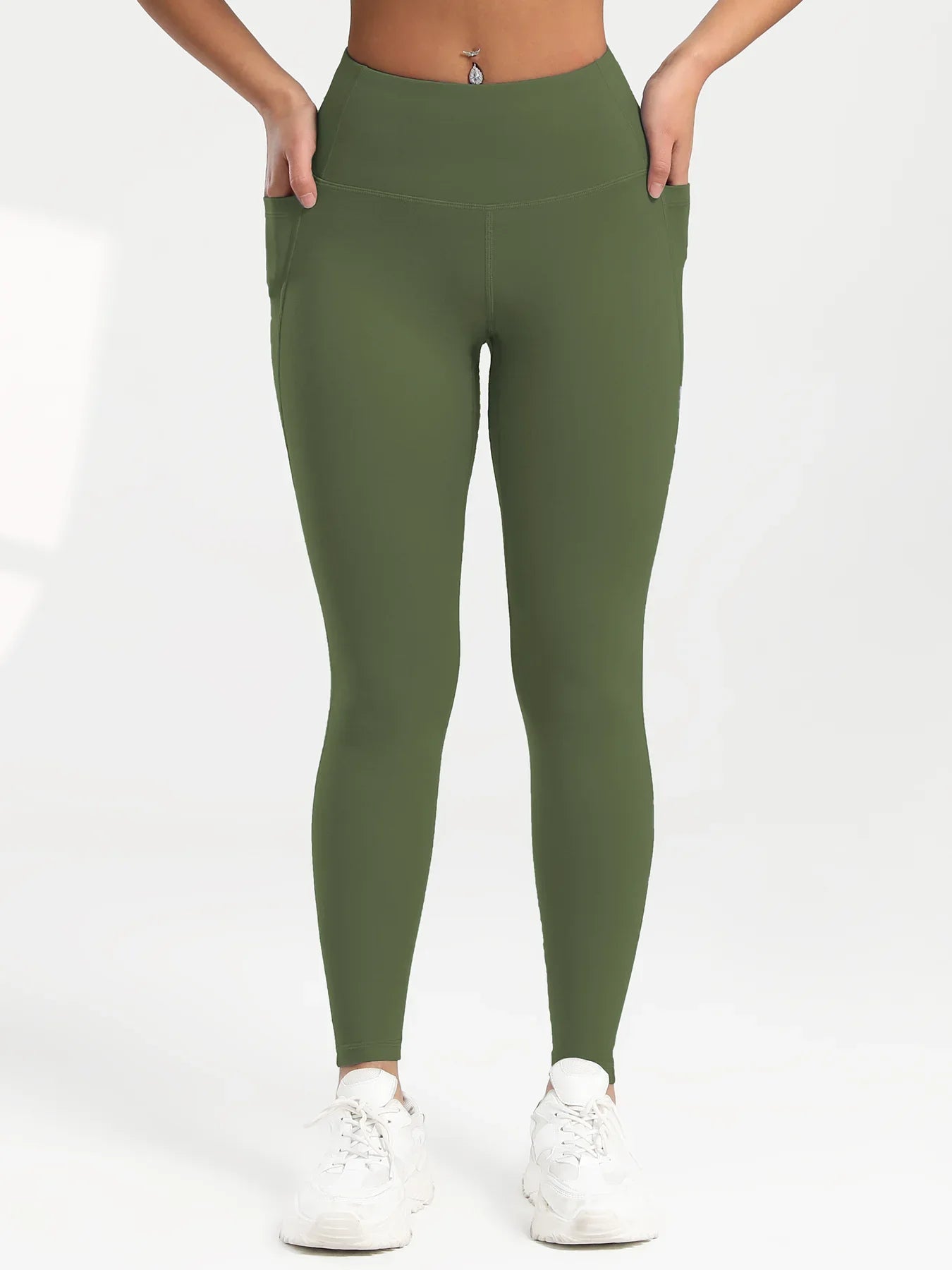 2025 Pockets Gym Yoga Women's Leggings Pure Color Casual Outdoors Workout High Waist Skinny Leggings Of Women Running Pants