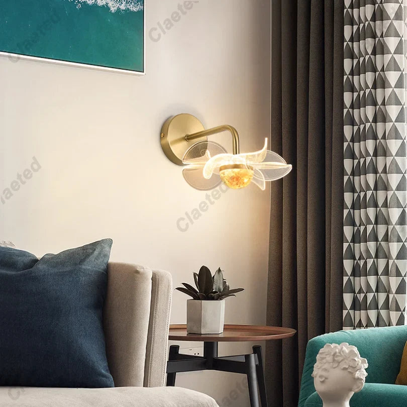 Flower Led Wall Lamps for Living Room Bedroom Bedside Sconce Light Modern Hallway Restaurant Background Decoration Lighting Deco