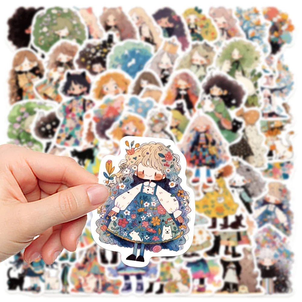 10/30/50pcs Cute Cartoon Girl Anime Stickers Aesthetic Decals Fridge Laptop Phone Scrapbook Diary Decoration Sticker Kids Toys