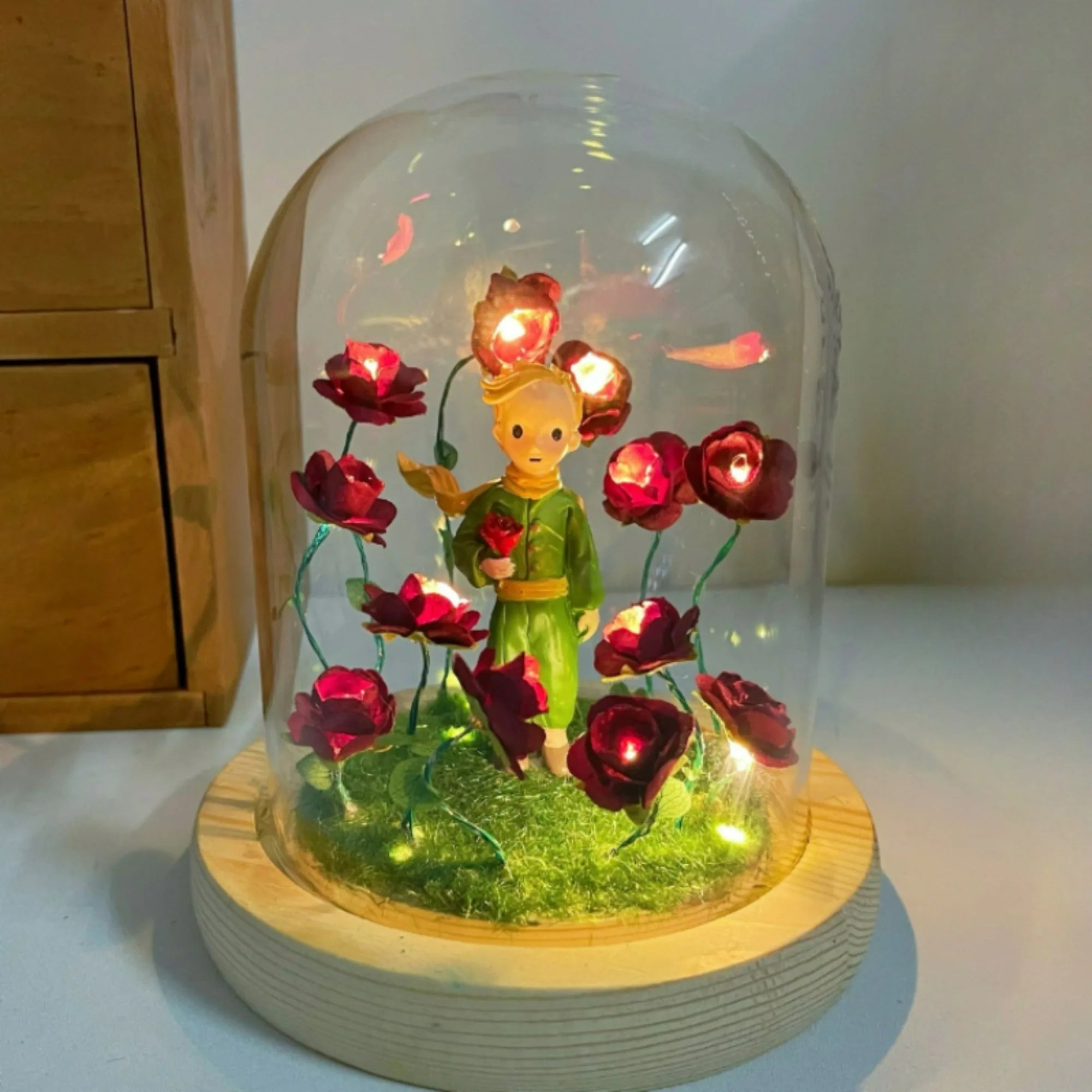 Little Prince Night Light Immortal Rose Atmosphere Lamp Handmade DIY Gift Christmas Valentine Birthday Gift for Girl