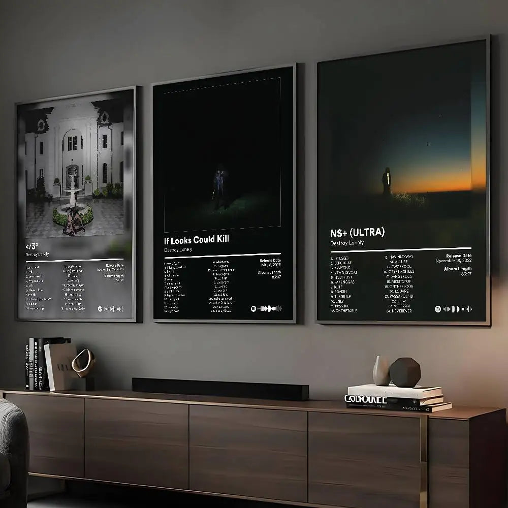 Rapper Destroy Lonely Poster Sticky Wall Art Printing Waterproof Home Living Bed Room Bar Aesthetic Decor