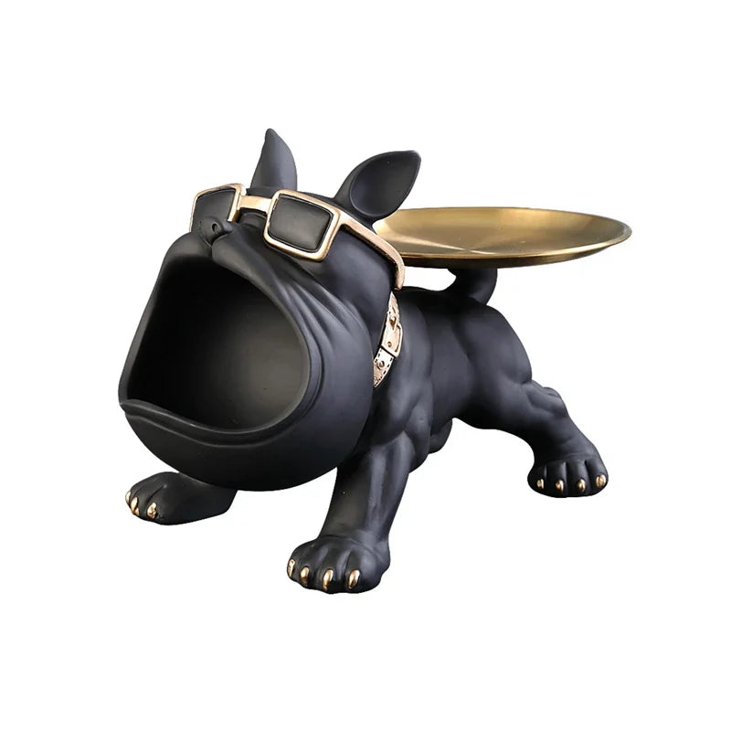 Resin Bulldog Statue With Zinc Alloy Handcrafted Pet Decor Figurine for Home Desk Bookshelf Men Women Storage Key Holder Jewelry
