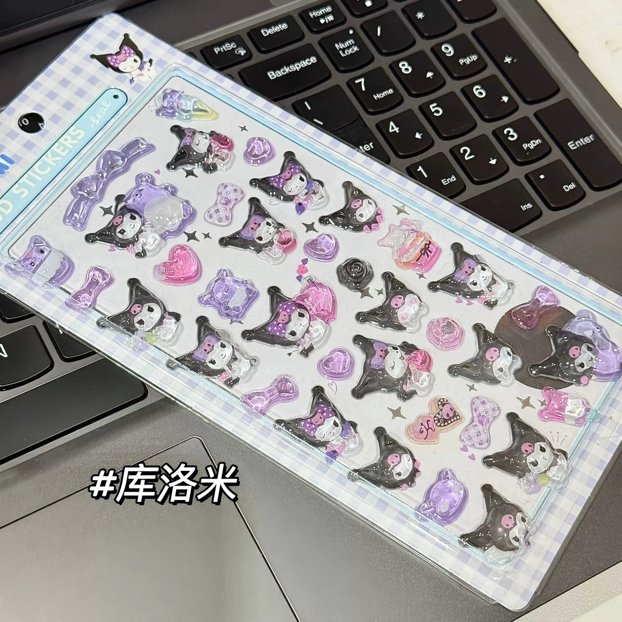 3D Sanrio Hellokitty Kuromi Cinnamoroll Stickers Cute Anime Transparent Jelly Crystal Decorative Sticker Phone Case DIY Kids Toy