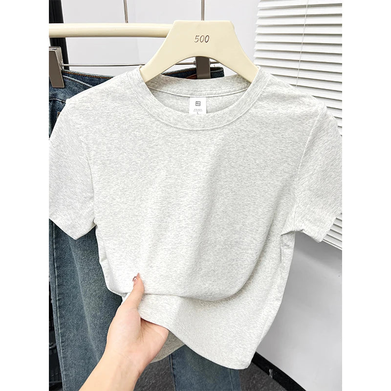 2026 Summer New High Quality Casual T Shirt Sexy Short Sleeved Sleeves Fashion Trend Solid Women Clothing Y2k Tops
