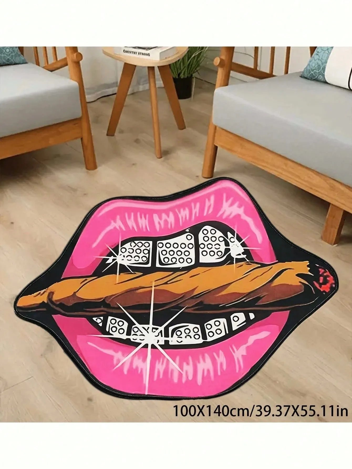 VIKAMA Creative Pink Lip Carpet Durable and Wear-Resistant Home Decor Bedside Rug Bedroom Entrance Doormat Home Decor Carpet