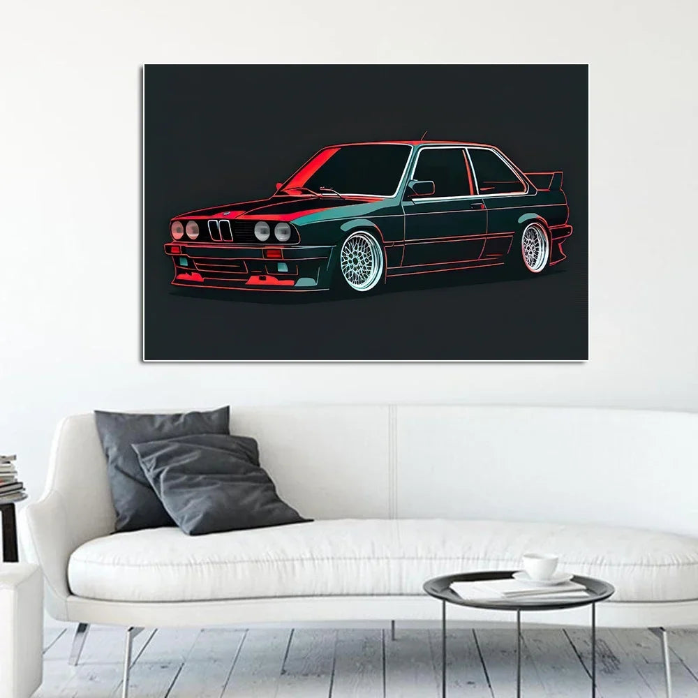 Luxury Racing Car Graffiti E30 Sports Car, Wall Art, HD Canvas Printing Poster, Home, Living Room, Room Decor Supplies