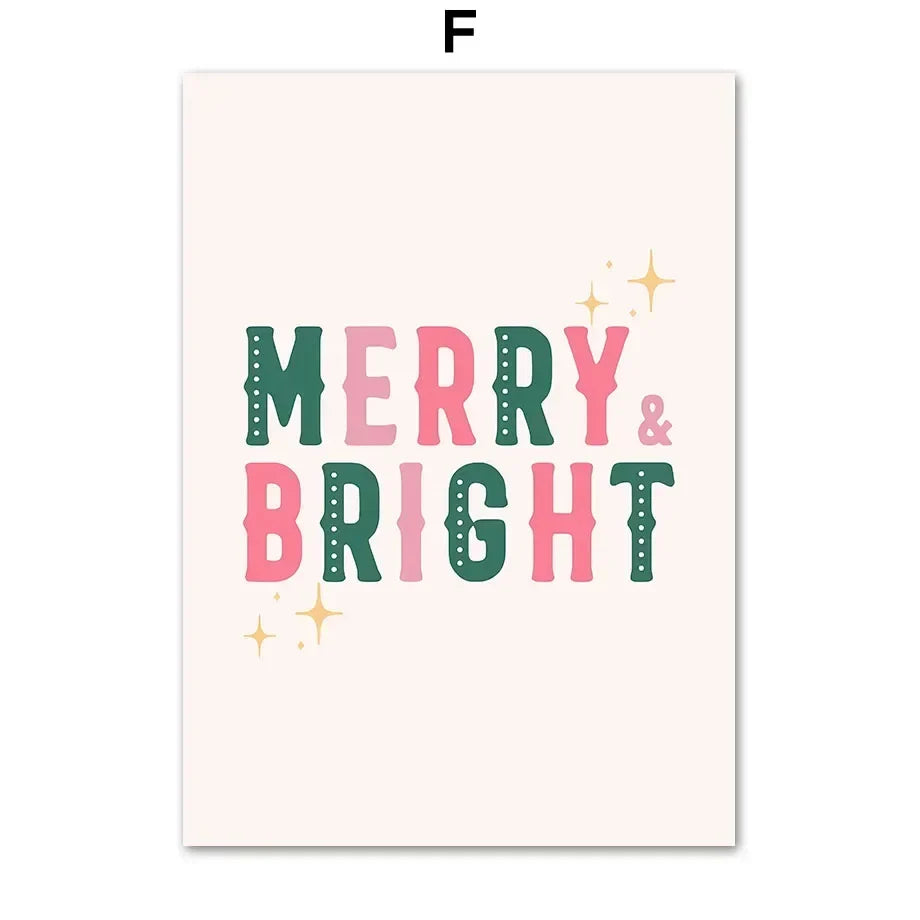 Modern Simple Wall Art Pink Christmas Tree Father Christmas HD Canvas Print Poster Home Living Room Bedroom Decoration