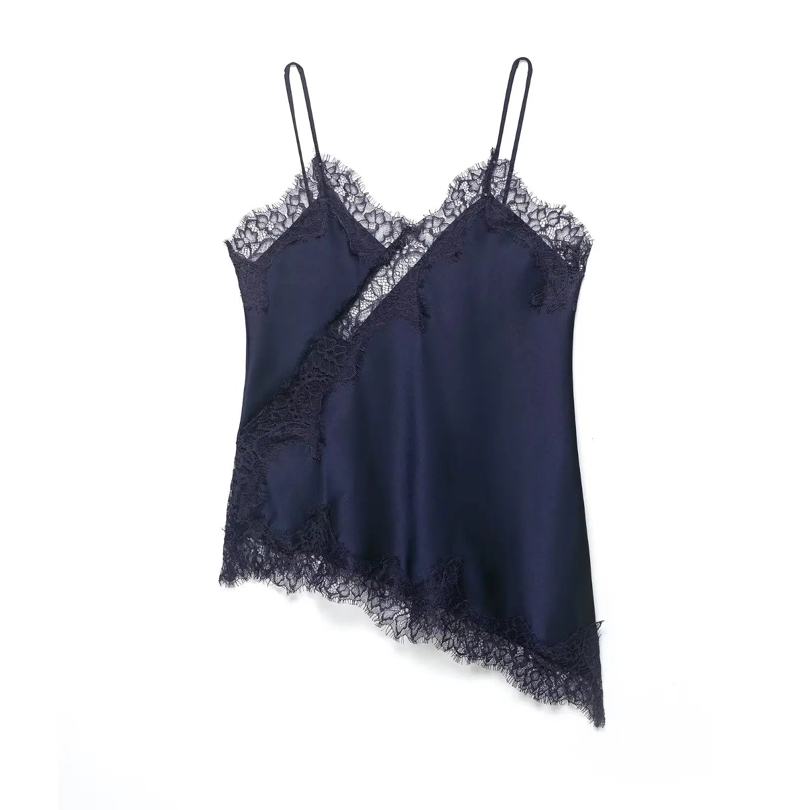 HH Sexy Women Asymmetrical Lace Slip Tops Summer Female Backless Sleeveless Off Shoulder Underwear Tanks Elegant Beach Camisole
