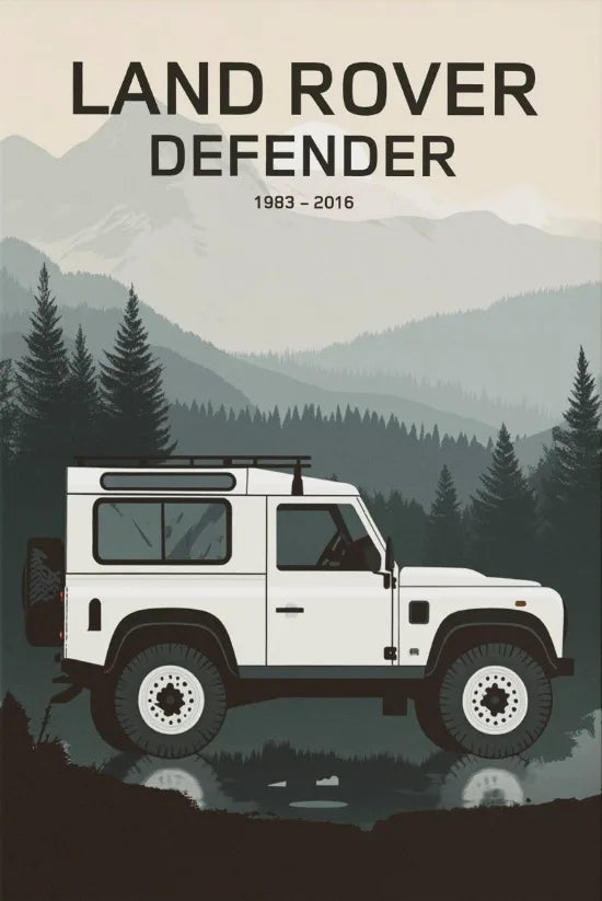 L-and-R-over Defender 90 Offroad Poster Classic Retro Automotive Poster Canvas Prints Classic Off-road Vehicle Aesthetic Print