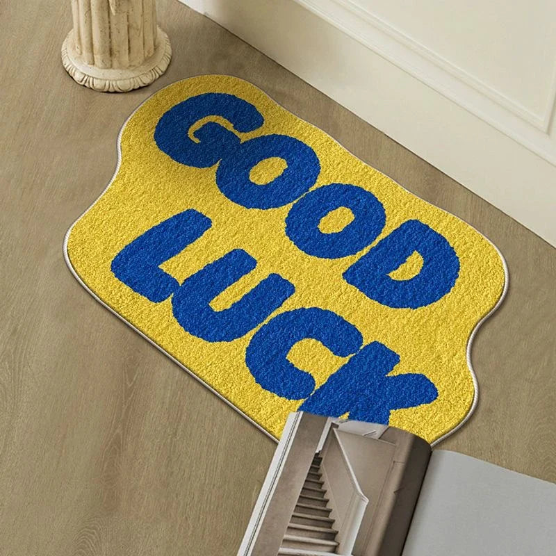 VIKAMAins English Dopamine Imitation Cashmere Carpet Home Decoration Cooling Washable Entryway Carpet Bedroom Door Mat