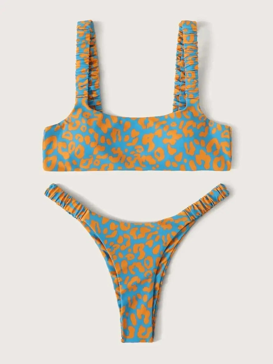 Sexy Micro Bikini 2026 Women Orange Leopard Push Up Padded Thong Swimsuit Female Cut Out Bathing Suit Swimwear Trajes De Baño