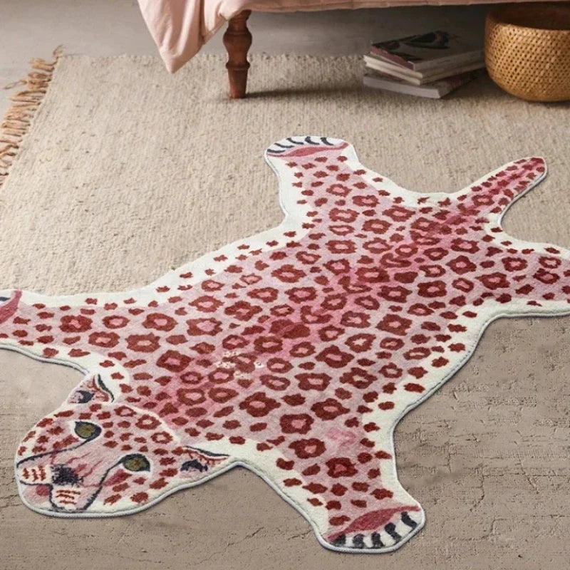 VIKAMA Cartoon Leopard Carpet For Cooling And Warmth, Home Decoration, Bedroom Plush Floor Mat, Living Room Rest Area Floor Mat