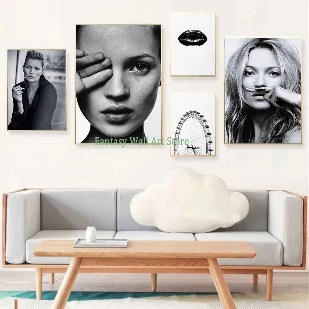 Kate Moss Print Poster Fashion Print Life Is Joke Print Fashion Decor Model Poster Cafe Aesthetic Poster Canvas Painting Decor