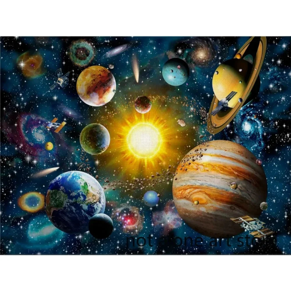 Modern Classic , Wall Art, Solar System Cosmos Planets Sun, HD Canvas Print Poster, Home Living Room Bedroom Decor