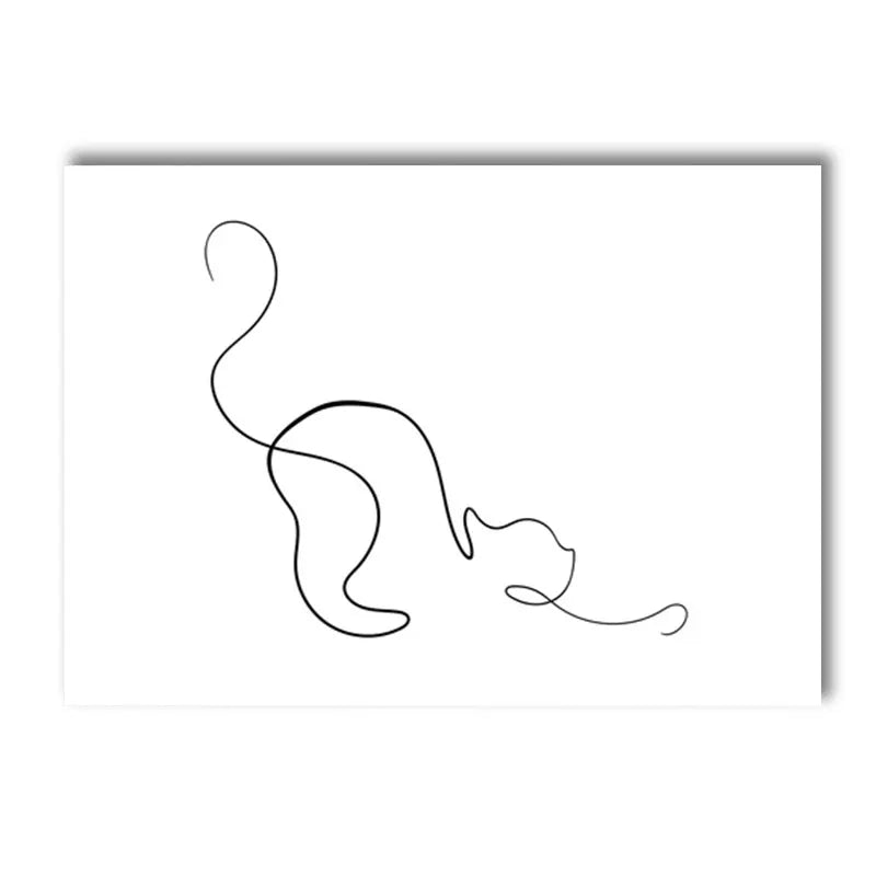 Abstract Pet Dog Cat Poster Canvas Painting Line Drawing Wall Poster Black White Minimalist Art Prints Nordic Picture Home Decor