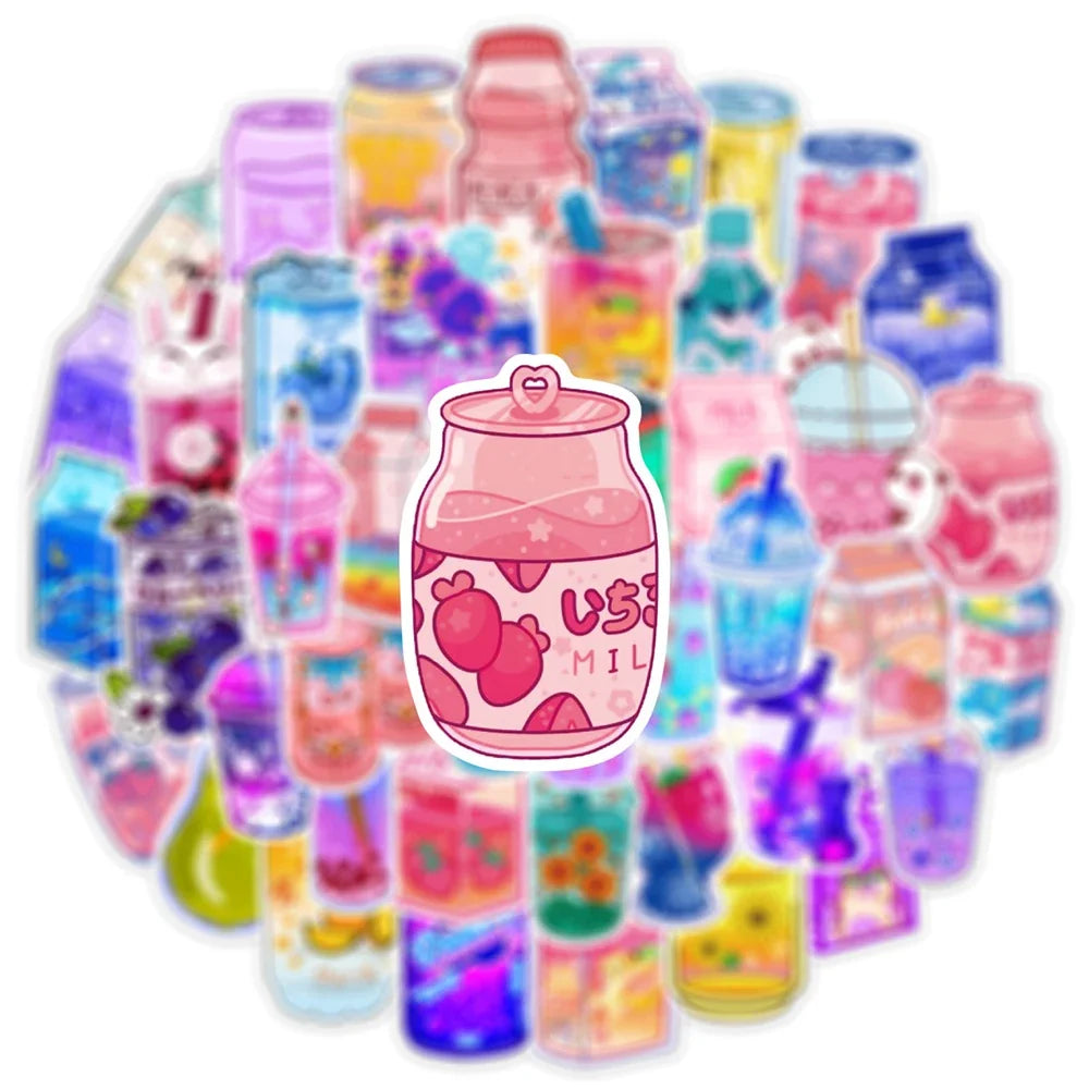 10/30/50PCS INS Cute Drink Aesthetic Stickers Cartoon Decal Scrapbook Laptop Phone Luggage Diary Car Decoration Sticker Kid Toy