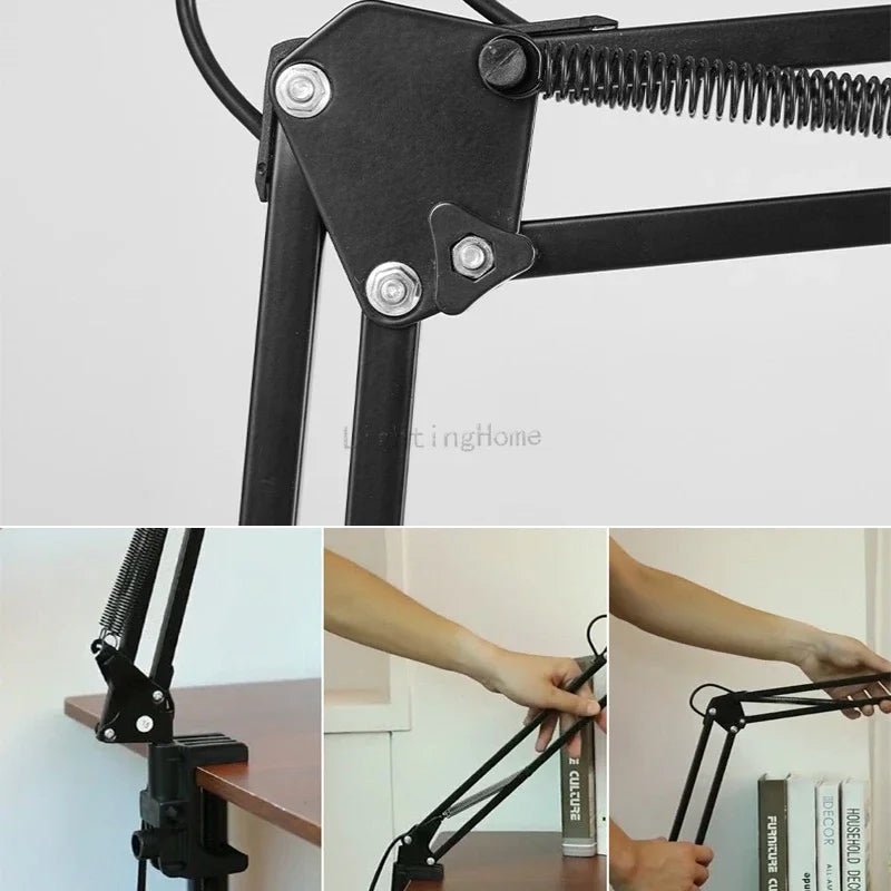 LED Eye Protection Table Lamp Long Arm Folding Clip Lamp Learning Nail Art Embroidery Shooting Work Fill Light Desk Lamp