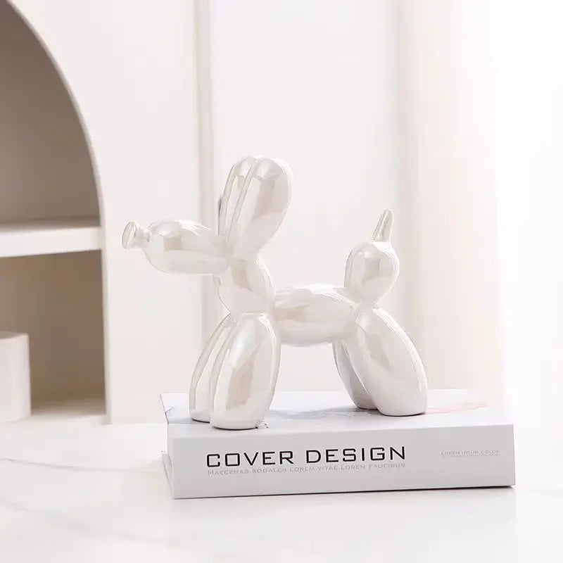 Nordic Ceramic Balloon Dog Abstract Ornament Creative Sculpture Study Room Statue Home Office Accessories Festival Decoration