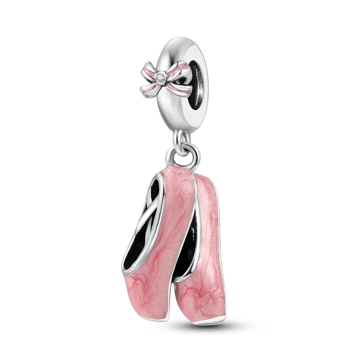 Fit Original Bracelet 925 Silver Ballet Girl Red High Heels Charms Pendants For Women Jewelry Making Gift
