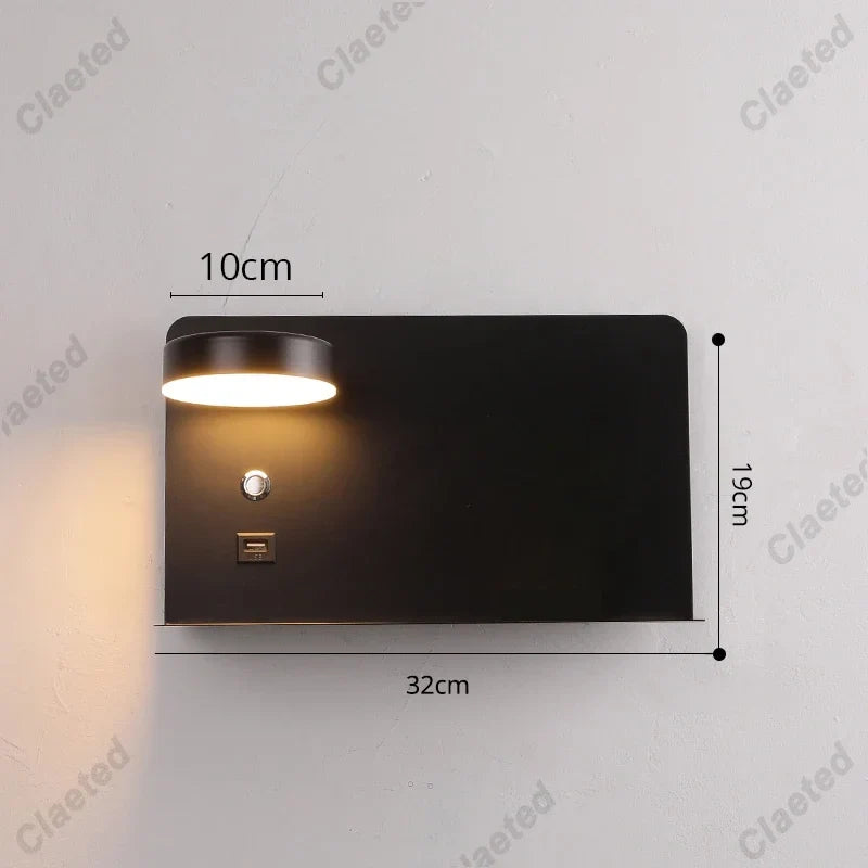 LED Wall Lights With Switch And USB Interface Fashion White Black Lamp Fixture Corridor Aisle Lighting Art Luminaire Wandlamp