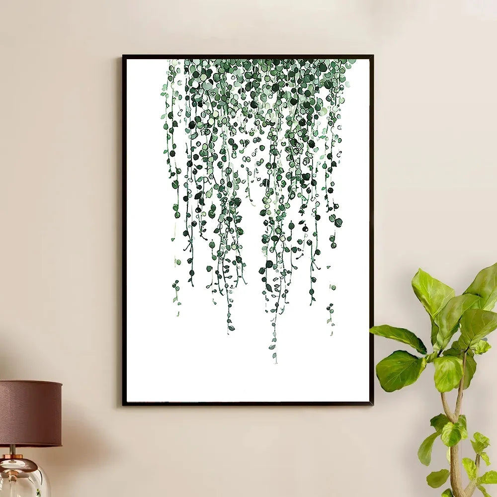 Nordic Green Plants Canvas Wall Art Monstera Fern Banana Leaf Painting Decor Living Room Bedroom Botanical Prints Hot Sale