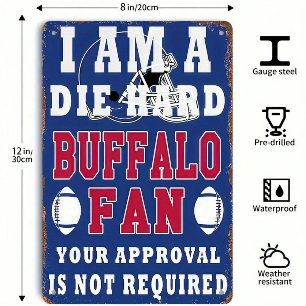 Buffalo Bills Metal Sign, Football Fan Cave Man Decor, Sports Bar Office Man Cave Wall Plaque