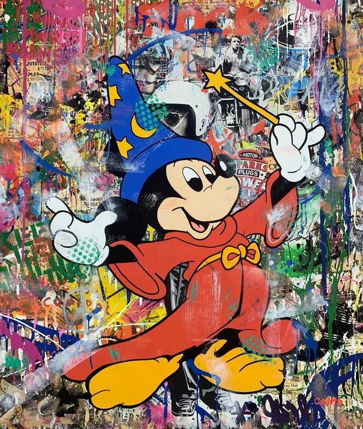 Mickey Mouse Minnie Street Graffiti Canvas Painting Prints Poster Creative Modern Wall Art Pictures Living Room Home Decor