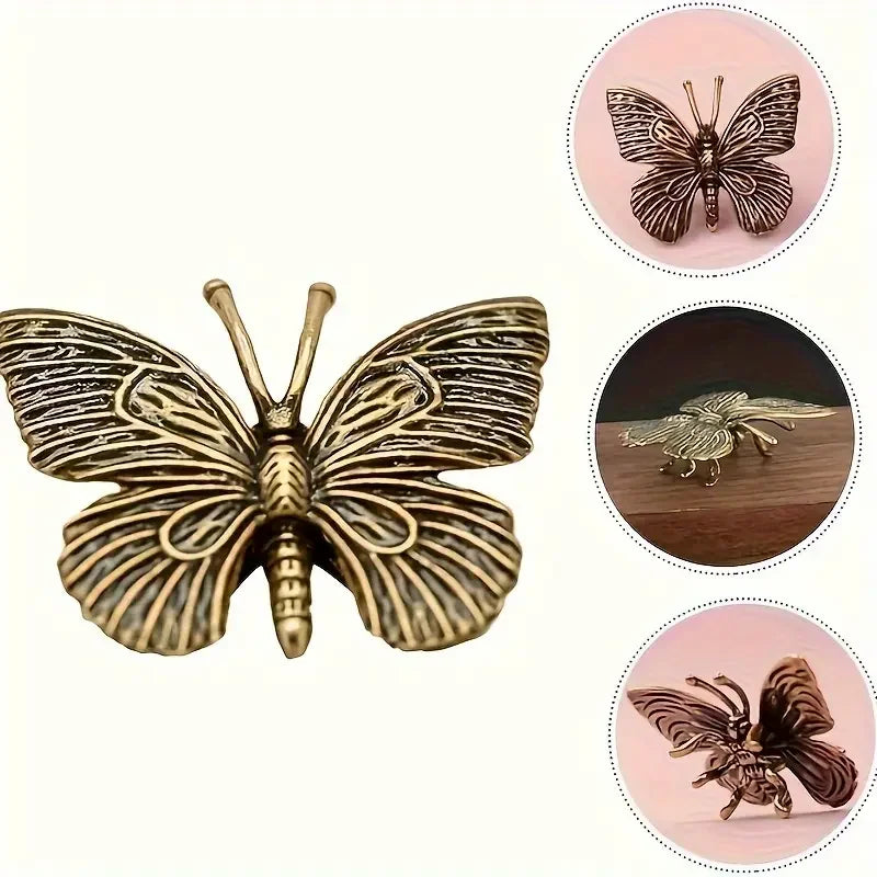 Home Decor Elegant Solid Brass Butterfly Statue - Versatile Indoor/Outdoor Decor for Home, Office, and Living Spaces