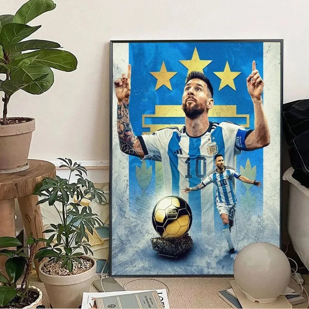 Classic, Sports - Rionel Messi - Football, Wall Art, Canvas Print Poster, Home Living Room Bedroom Decor, Stadium Wall Art