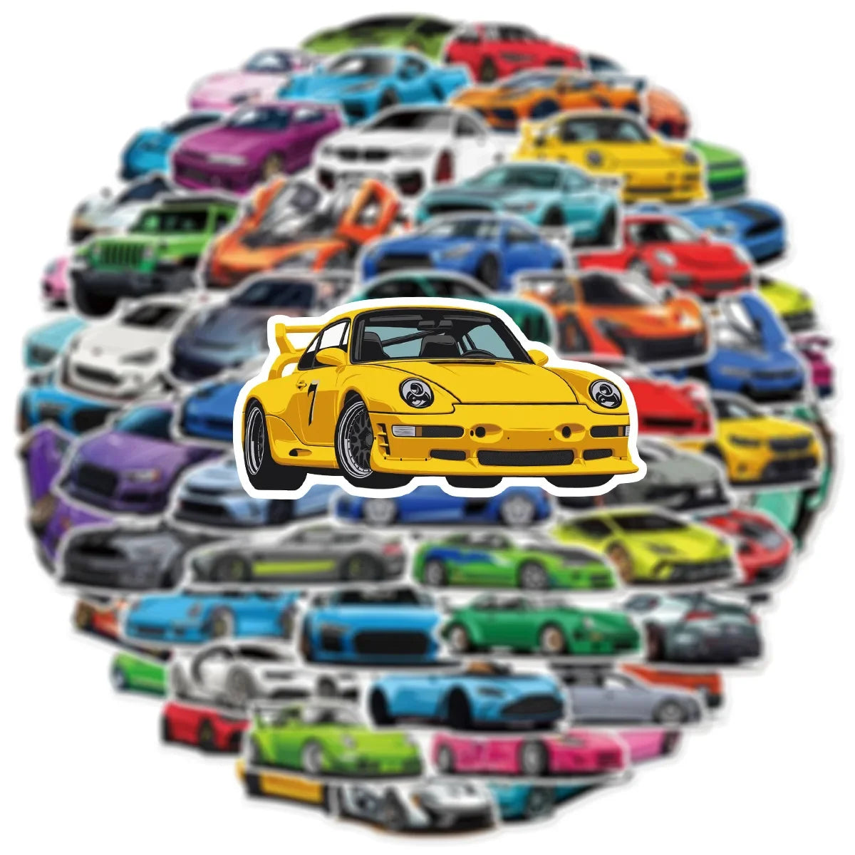 50/100 PCSRacing Car Cartoon Stationery Graffiti Stickers Decorative Water Cups Scooter Luggage Waterproof Stickers