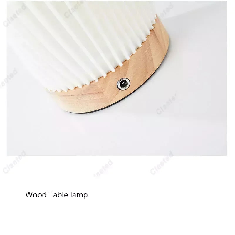 7W Wood Table Lamp For Bedroom USB Rechargeable Bedside Lamp Stepless Dimmable LED Desk Light Home Christmas Decoration