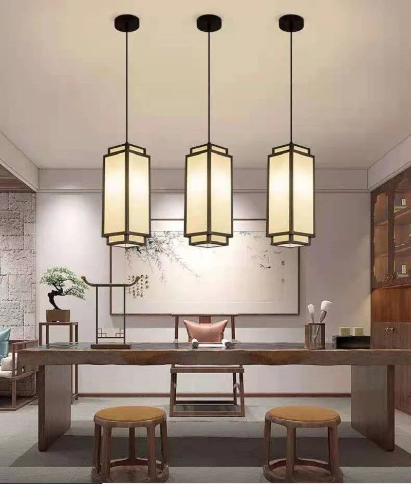 New Chinese Pendant lights for Living Room Dining Room Aisle Entrance Fabric Light Fixtures for Celling Chandelier Modern