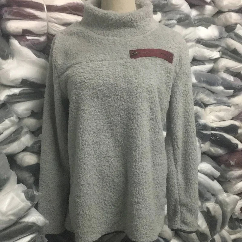 Women Autumn Winter Warm Velet Turtleneck Pullover Sweater Fashion Zipper Super Soft Long Sleeved Tops Female Solid Loose Cloths
