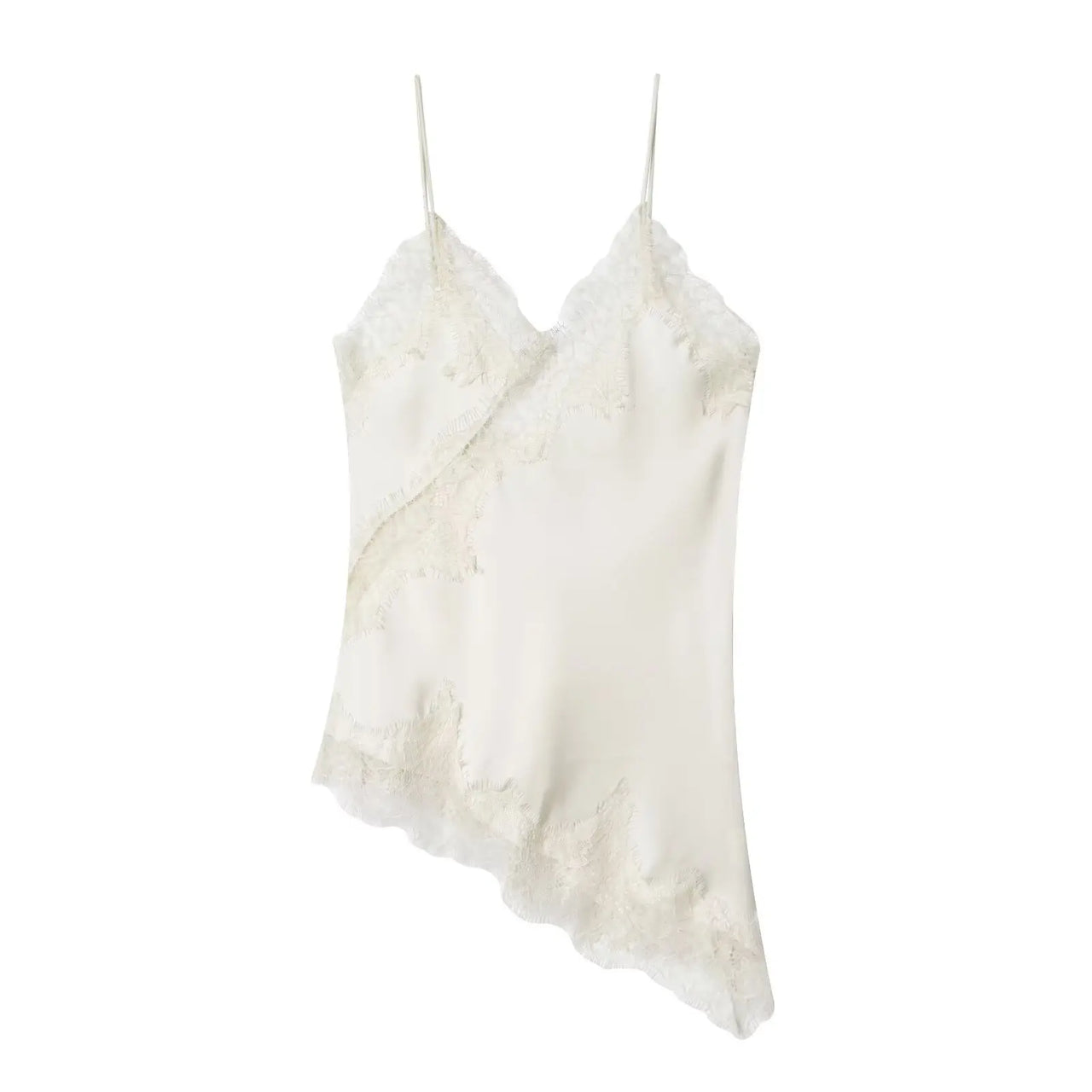 HH Sexy Women Asymmetrical Lace Slip Tops Summer Female Backless Sleeveless Off Shoulder Underwear Tanks Elegant Beach Camisole