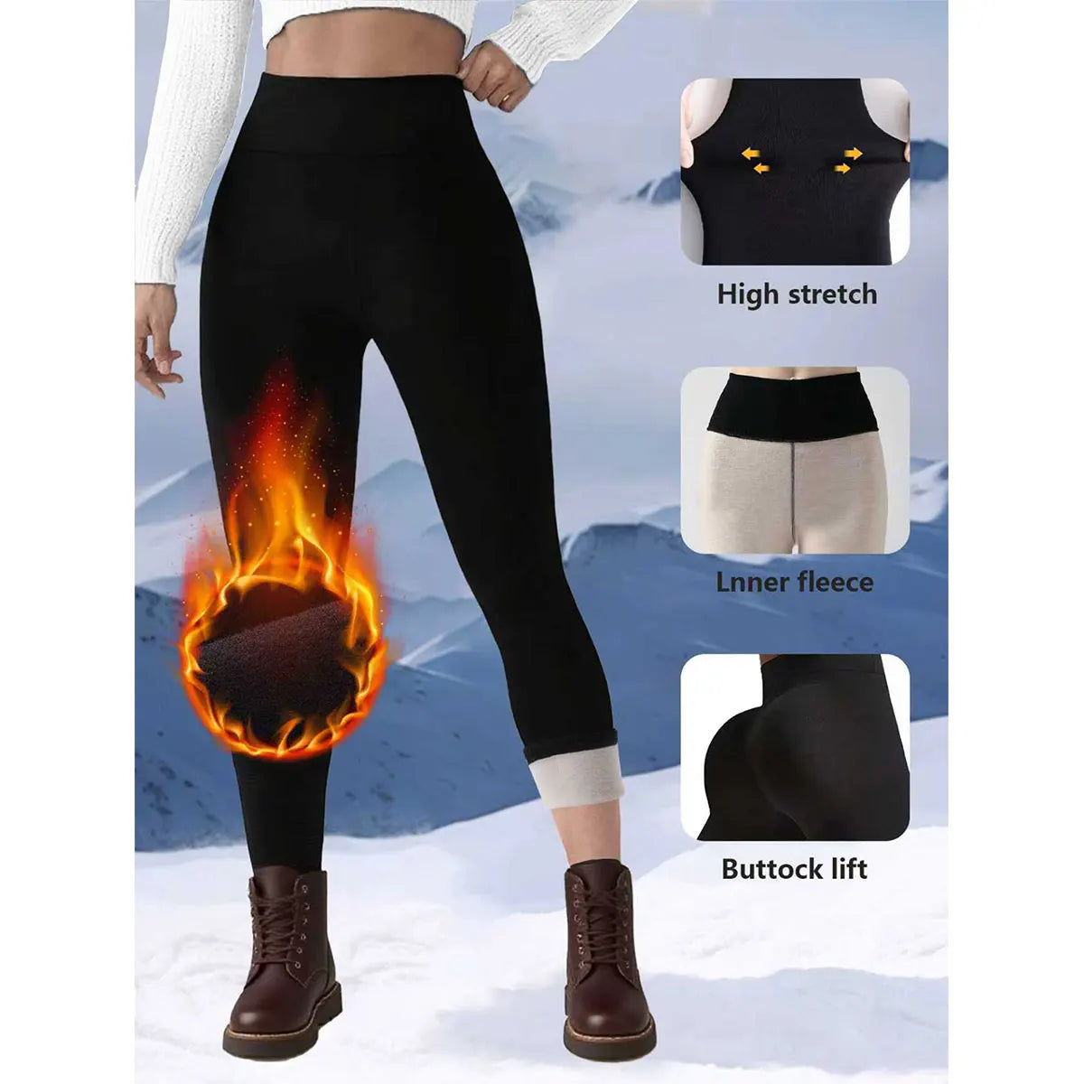 Womens High Waist German Velvet Leggings Autumn Winter Fleece Lined Thickened Thermal Plus Size Warm Pants Outdoor Ski Trousers