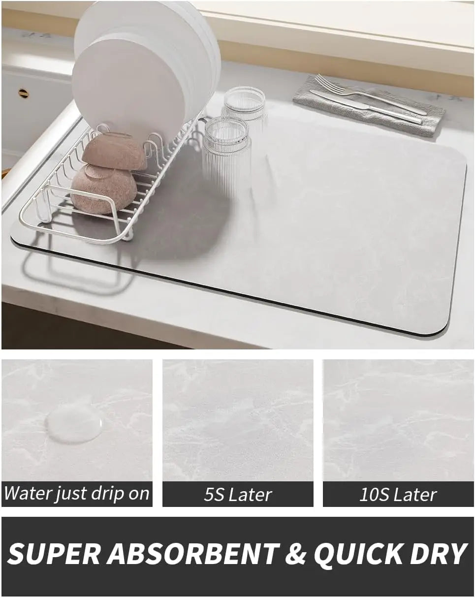 VIKAMA Coffee Machine Mat Rubber Backing Water-Absorbent Dish Drying Pad Kitchen Worktop Drainage Mat Home Decor