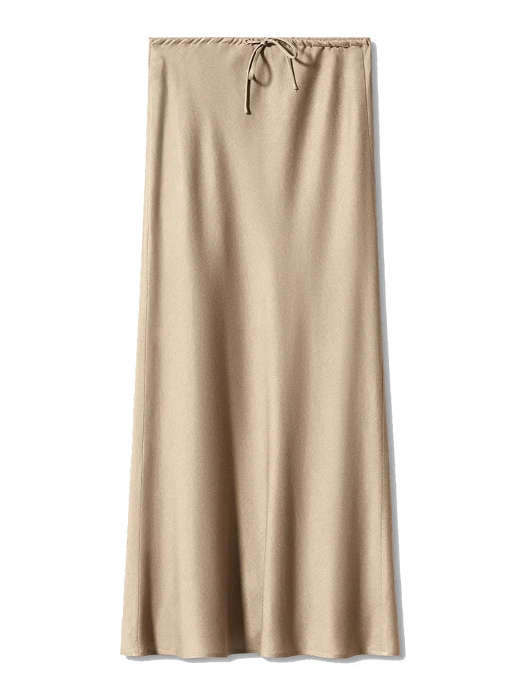 Long Satin Skirts Women Dark Green Luxury Spring Summer Maxi Straight Black Skirt Long Shining Satin Skirt Maxi Brown Ladies