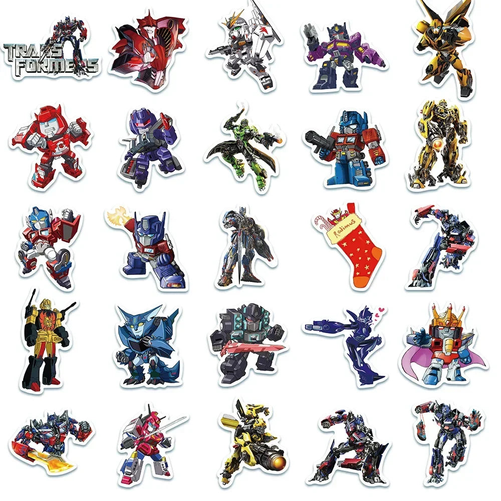 50Pcs Autobot Transformers Stickers for Laptop Motorcycle Car Skateboard Luggage Bike Waterproof Sticker Decals Kids Toys