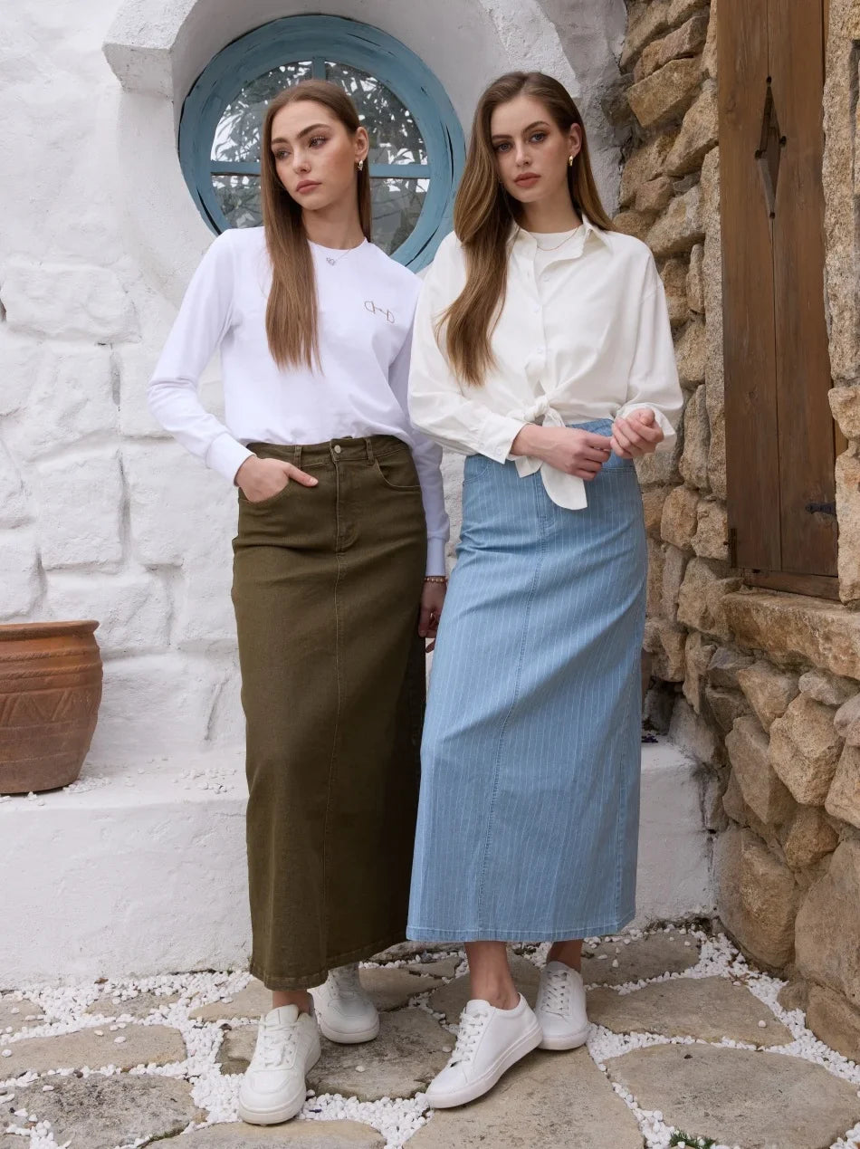 AS  SS26 pinstripe denim skirt fashion woman clothes lady wear
