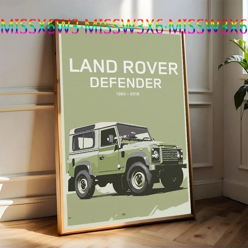 L-and-R-over Defender 90 Offroad Poster Classic Retro Automotive Poster Canvas Prints Classic Off-road Vehicle Aesthetic Print